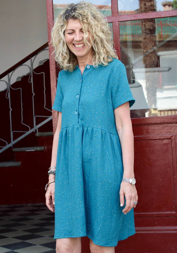 Abito Adela mussola ottanio