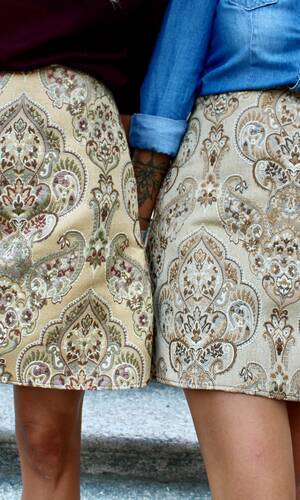 Gonna Londra Broccato rosa