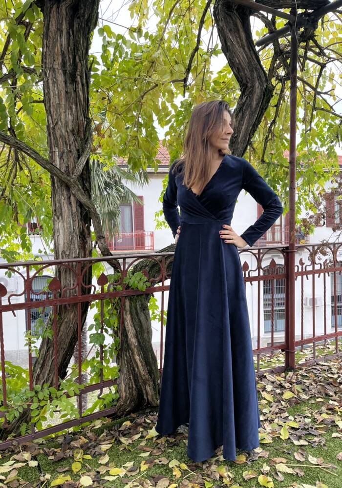 Abito Megan velluto blu