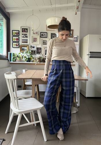 Pantalone tartan blu