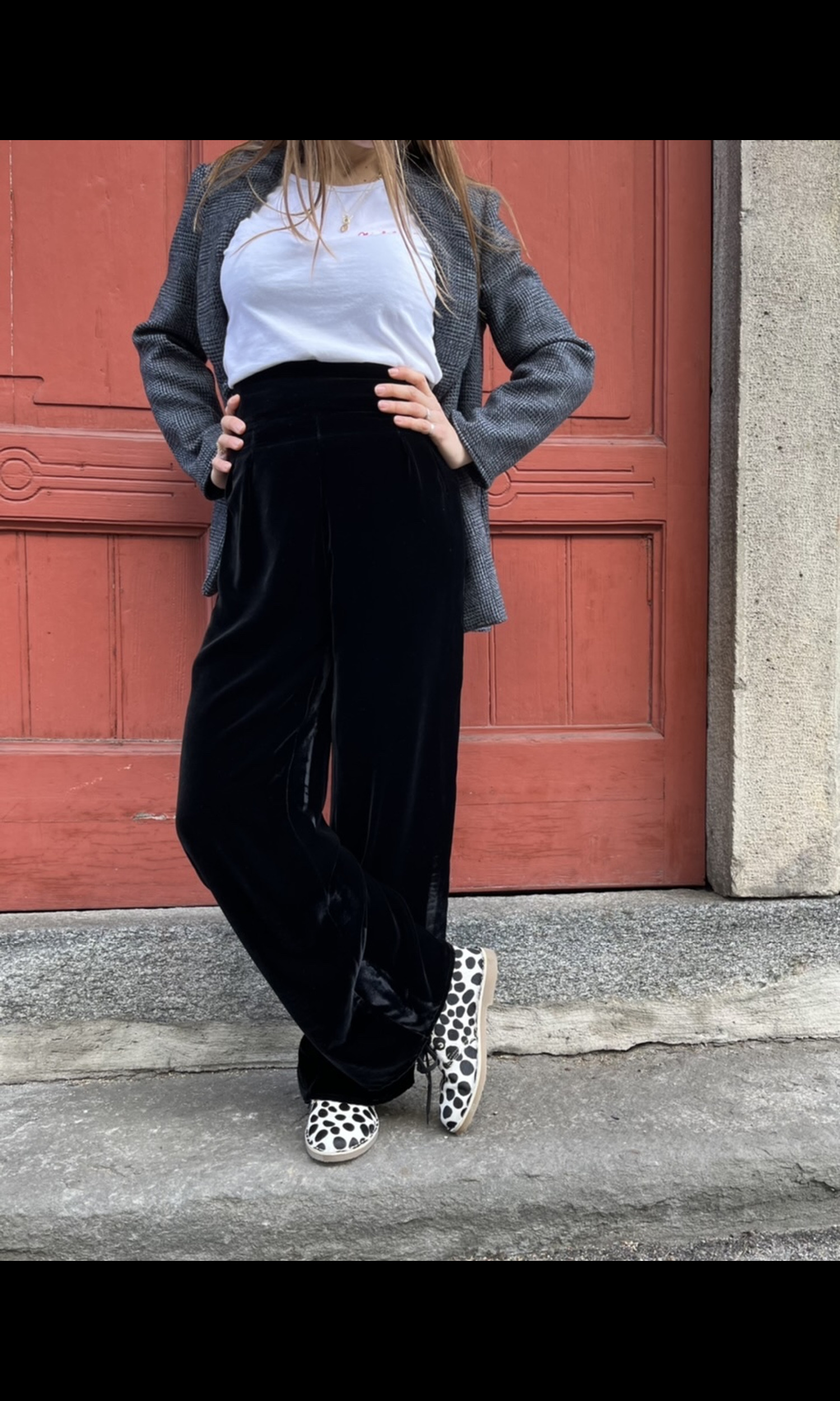 Pantalone venere velluto nero