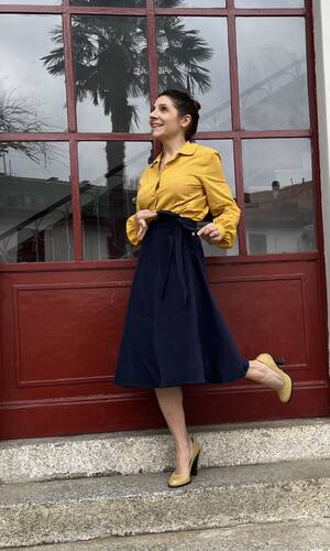 Gonna Mahé velluto blu