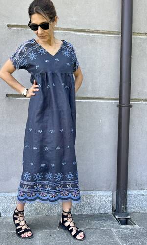 Abito Adela lino blu