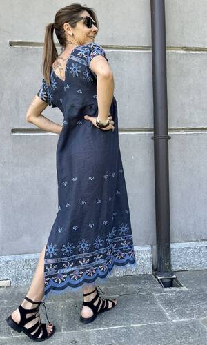 Abito Adela lino blu