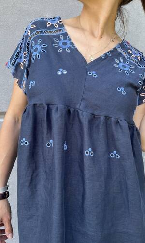 Abito Adela lino blu