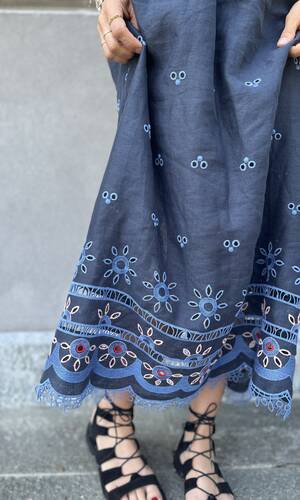 Abito Adela lino blu