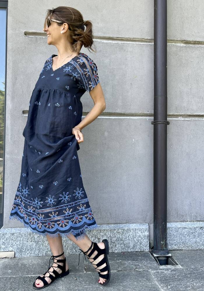 Abito Adela lino blu