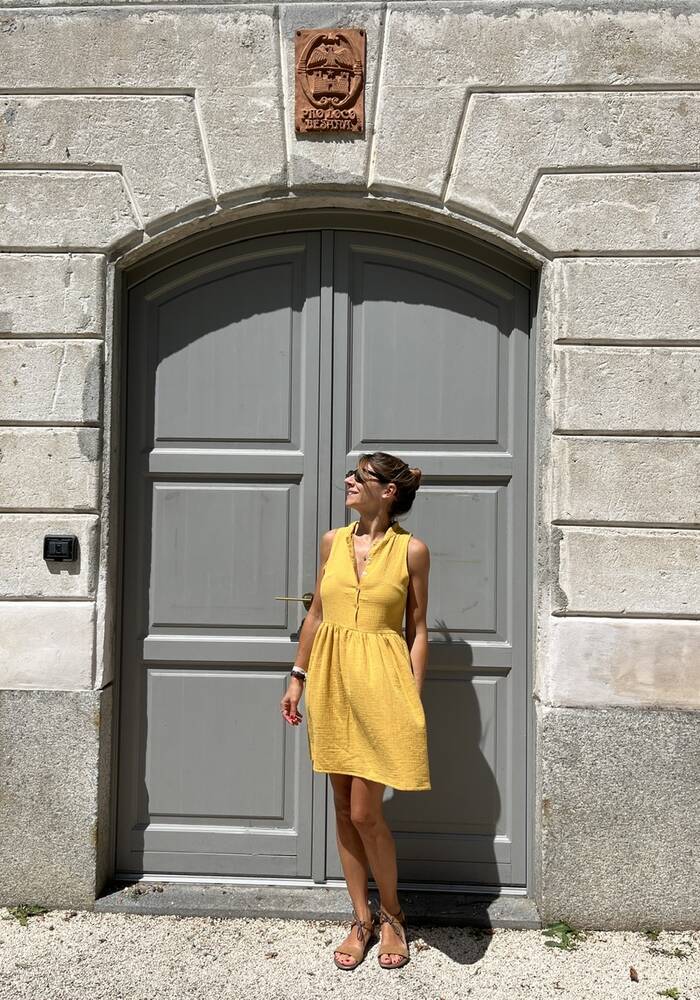 Abito Atene mussola senape