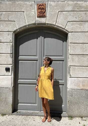 Abito Atene mussola senape