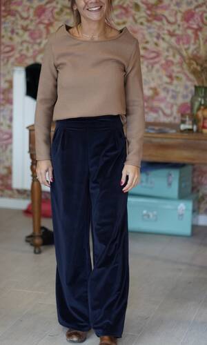 Pantalone venere velluto blu notte