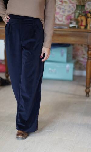 Pantalone venere velluto blu notte