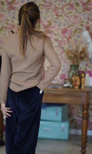 Pantalone venere velluto blu notte