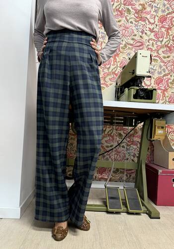 Pantalone venere tartan blu