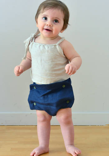 Pantaloncino neonato in lino con bottoni