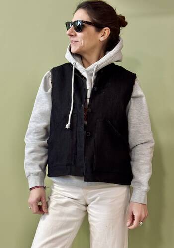 Gilet Stefano denim nero e Leo 