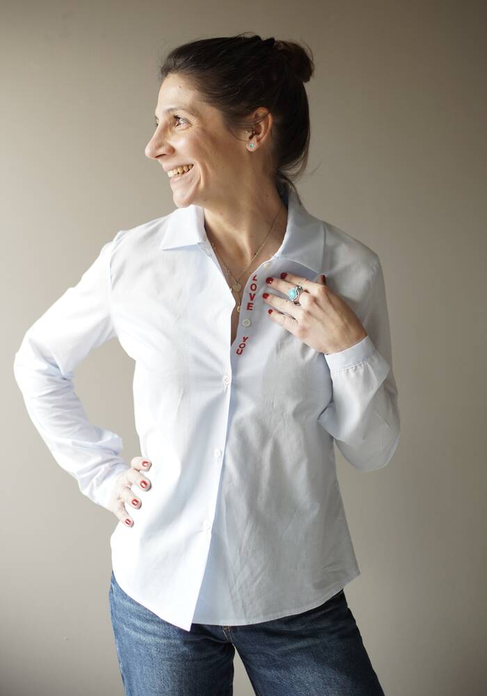 Camicia love you azzurra