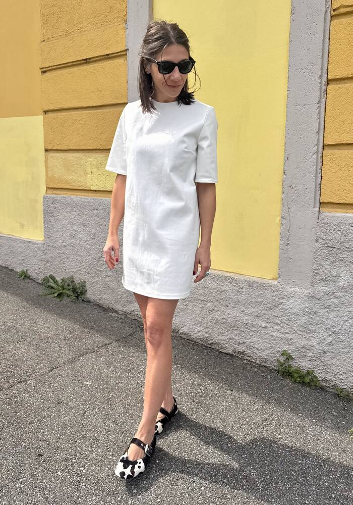 Abito Giulia denim bianco