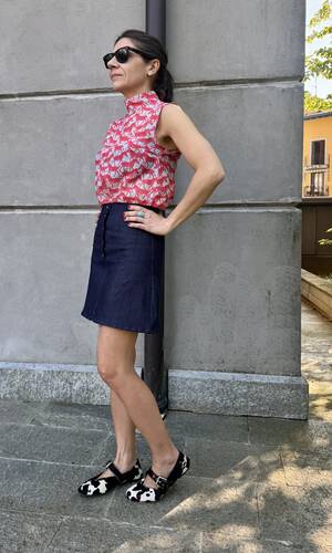 Gonna Londra denim blu