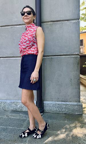 Gonna Londra denim blu