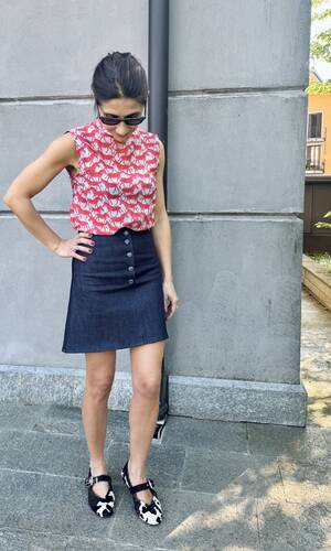 Gonna Londra denim blu