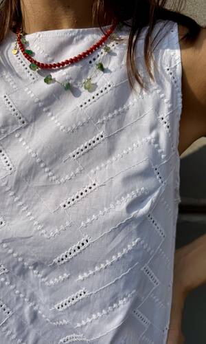 Blusa celeste sangallo bianca 