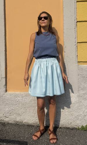 Gonna Venezia pied de poule azzurro
