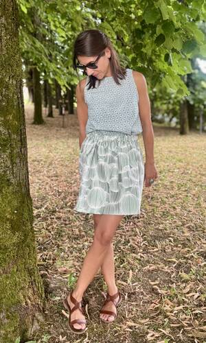 Blusa celeste lino salvia