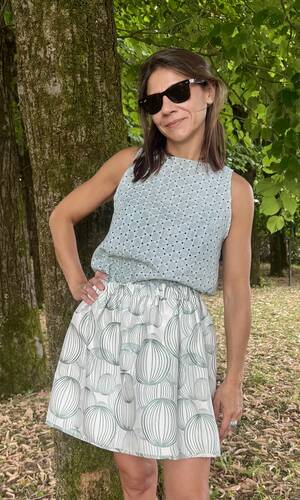 Blusa celeste lino salvia 