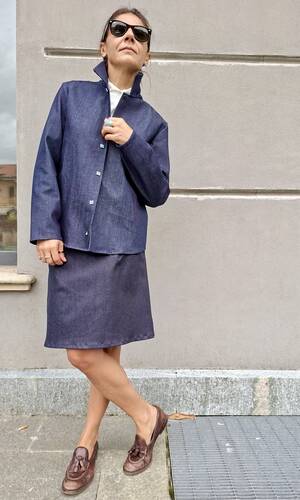 Shacket denim blu