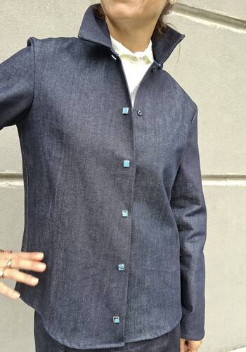Shacket denim blu