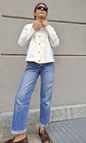 Shacket denim bianco