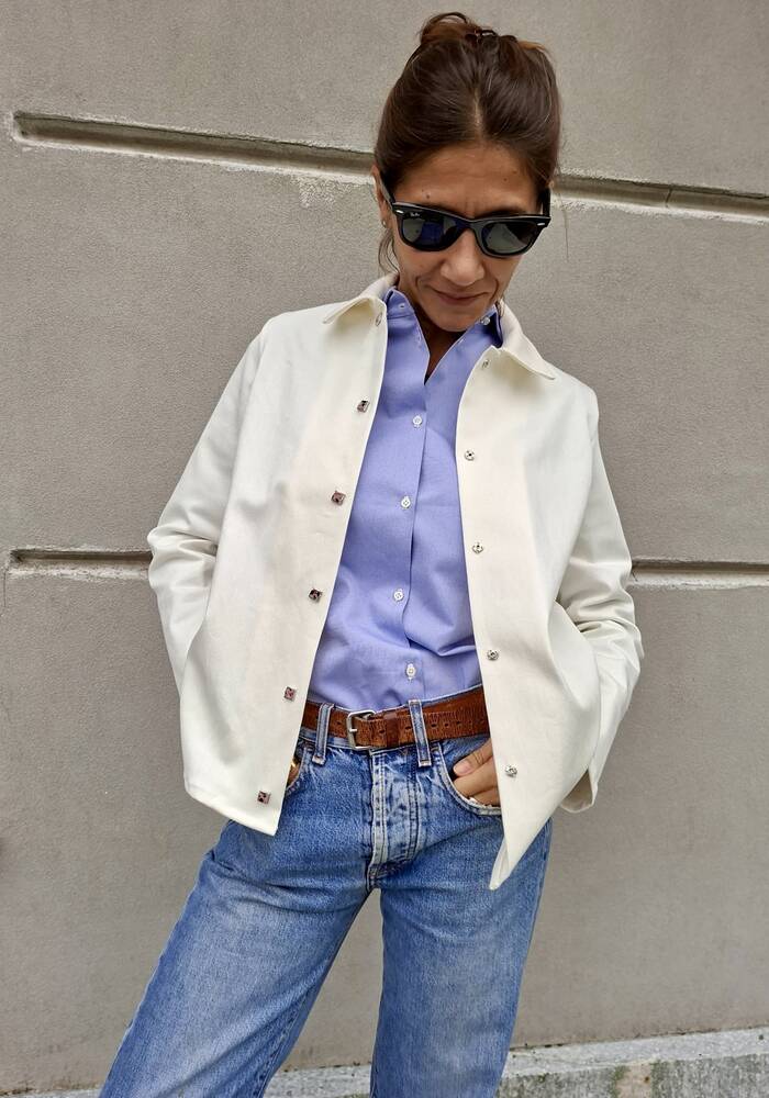Shacket denim bianco