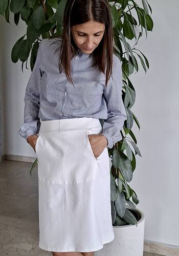 Gonna tasca denim bianco