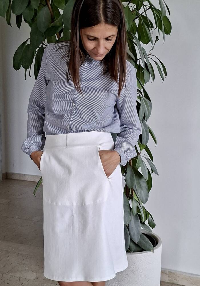 Gonna tasca denim bianco