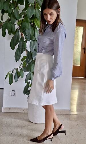 Gonna tasca denim bianco