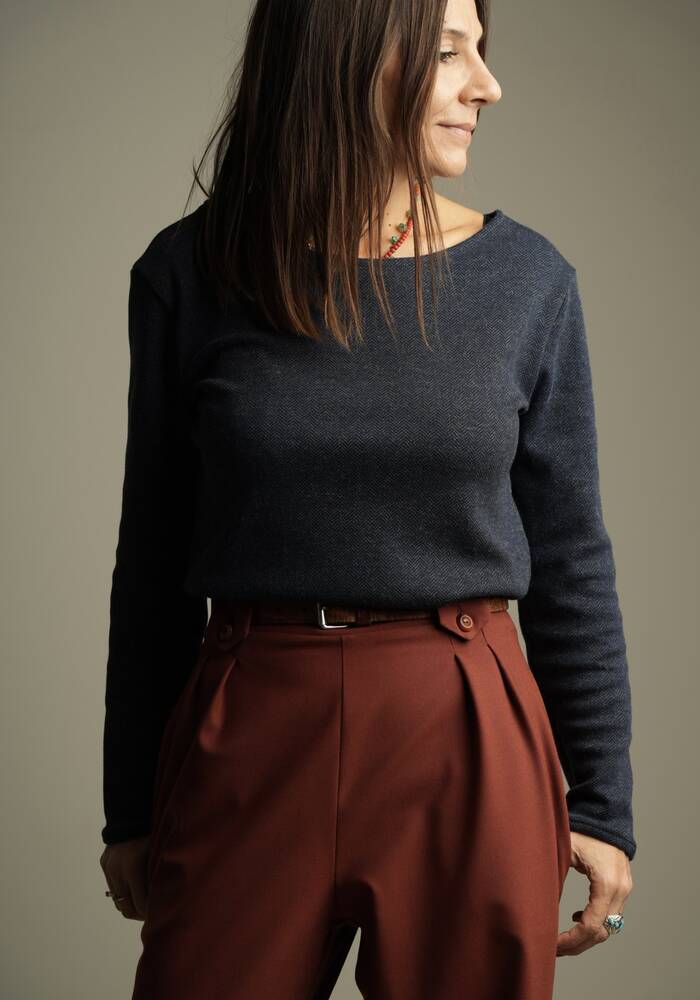 Maglia bologna blu spigato