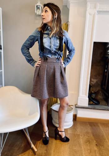 Minigonna bretelle pois